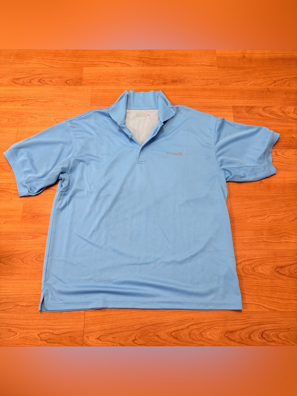Columbia PFG Fishing Shirt Mens XL Blue Vented Omni-Shade UPF Polo Short Sleeve